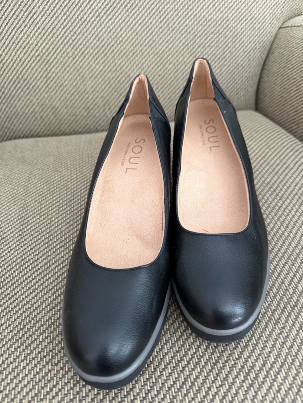 Black Women's Leather Slip-On Flats
